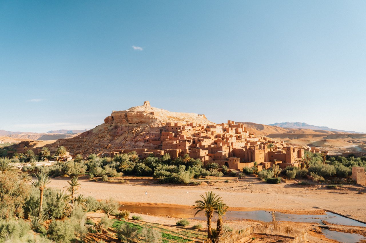 View over Ait Ben Haddou the iconic filming location for movies such as Gladiator, Odessey and Game of Thrones